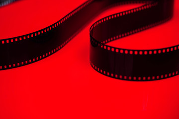 film 35mm close-up abstract on red background