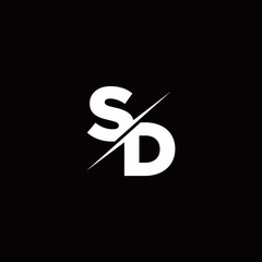 SD Logo Letter Monogram Slash with Modern logo designs template