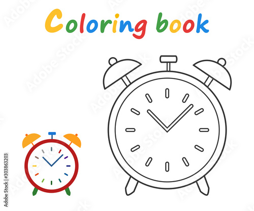 Alarm Clock Coloring Book In Cartoon Style Wall Mural Wallpaper Murals Tanyabegun Printable clock coloring pages for kids source : wallsheaven
