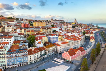 Fototapeta na wymiar Lisbon cityscape panorama Alfama Portugal colored houses 