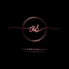OS Initial handwriting logo design with circle lines dark pink gradation color. handwritten logo for fashion, beauty, team, wedding, luxury logo