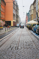 Obraz premium WROCLAW, POLAND - October 31, 2019: Street view of Old Town, wroclaw, Poland