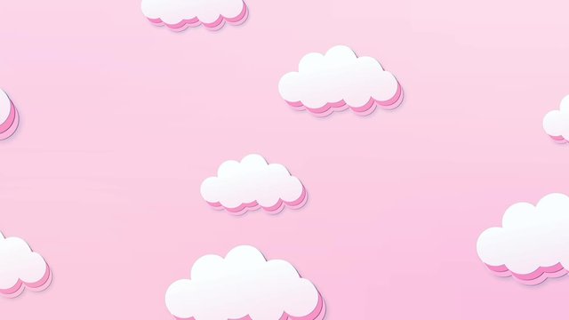 Abstract kawaii. pink sky full of clouds moving right to left. Cartoon sky animated gradient background. Flat animation. 4k	