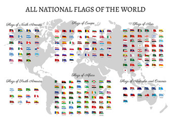 All national flags of the world. Waving flag 