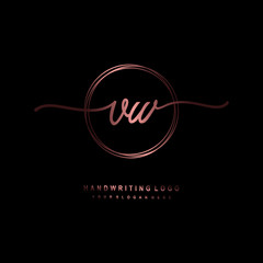 Initial handwriting logo design with circle lines dark pink gradation color. handwritten logo for fashion, beauty, team, wedding, luxury logo
