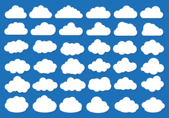 Сlouds flat icon set. Vector