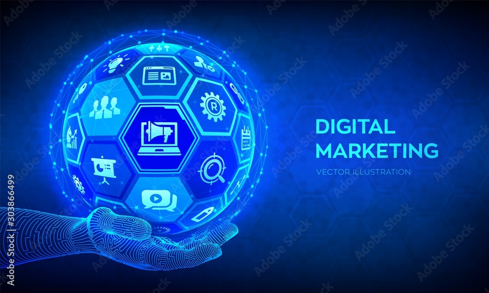 Poster digital marketing concept. search engine optimisation. seo. smm. advertising. internet. online. abst