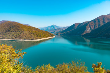 autumn landscape Zhinvali reservoir of Georgia