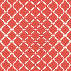 Naklejka premium Vector abstract geometric seamless pattern. Red and white grid texture