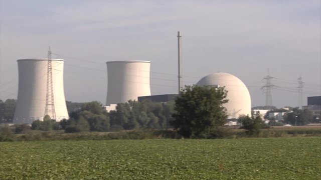 Nuclear power station in rural area.