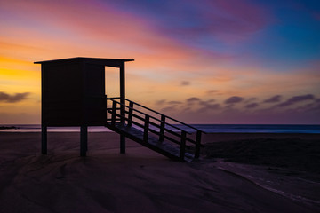 Fototapeta na wymiar hut on beach at playa blanca, puerto del carmen, lanzarote with beautiful colours