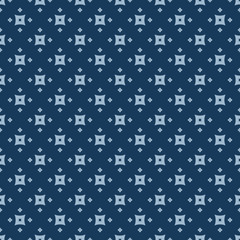 Fototapeta premium Simple minimalist vector geometric seamless pattern with small flowers, squares