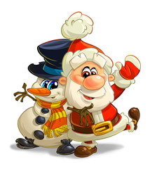 Santa claus and snowman