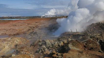 Fototapeta na wymiar Gunnuhver geothermal, hot springs and the mud pool