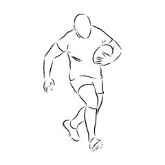 silhouette of a man, rugby player sketch 