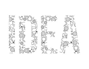 Black and White Word - IDEA - With Vector Process Symbols