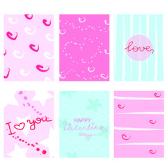 Set of love romantic posters in abstract design.Valentine's day greeting cards