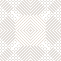 Geometric lines seamless pattern texture with squares, stripes. White and beige