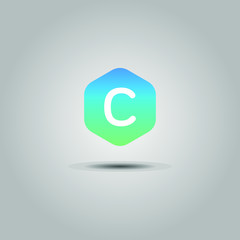 Abstract letter C logo design template. Colorful creative hexagon sign. Universal vector icon.