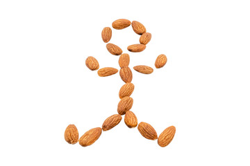 Almond nuts isolated with white background.