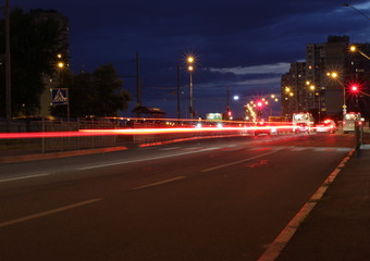 Fototapeta na wymiar High shutter speed, evening avenue