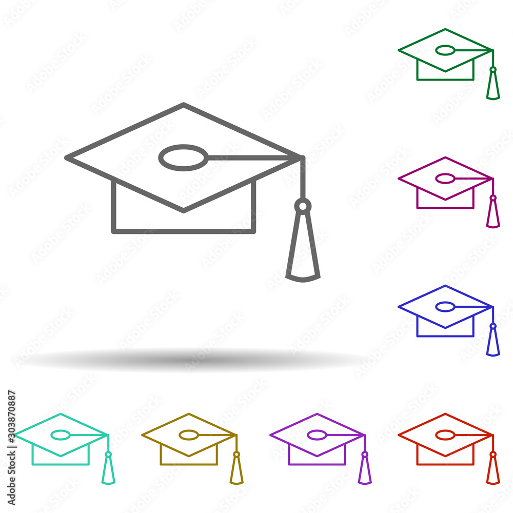 Poster graduate's cap multi color icon. simple thin line, outline vector of education icons for ui and ux, 