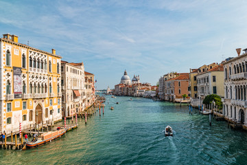 View of Grand Canal and Basilica Santa Maria della Salute in Venice, Italy