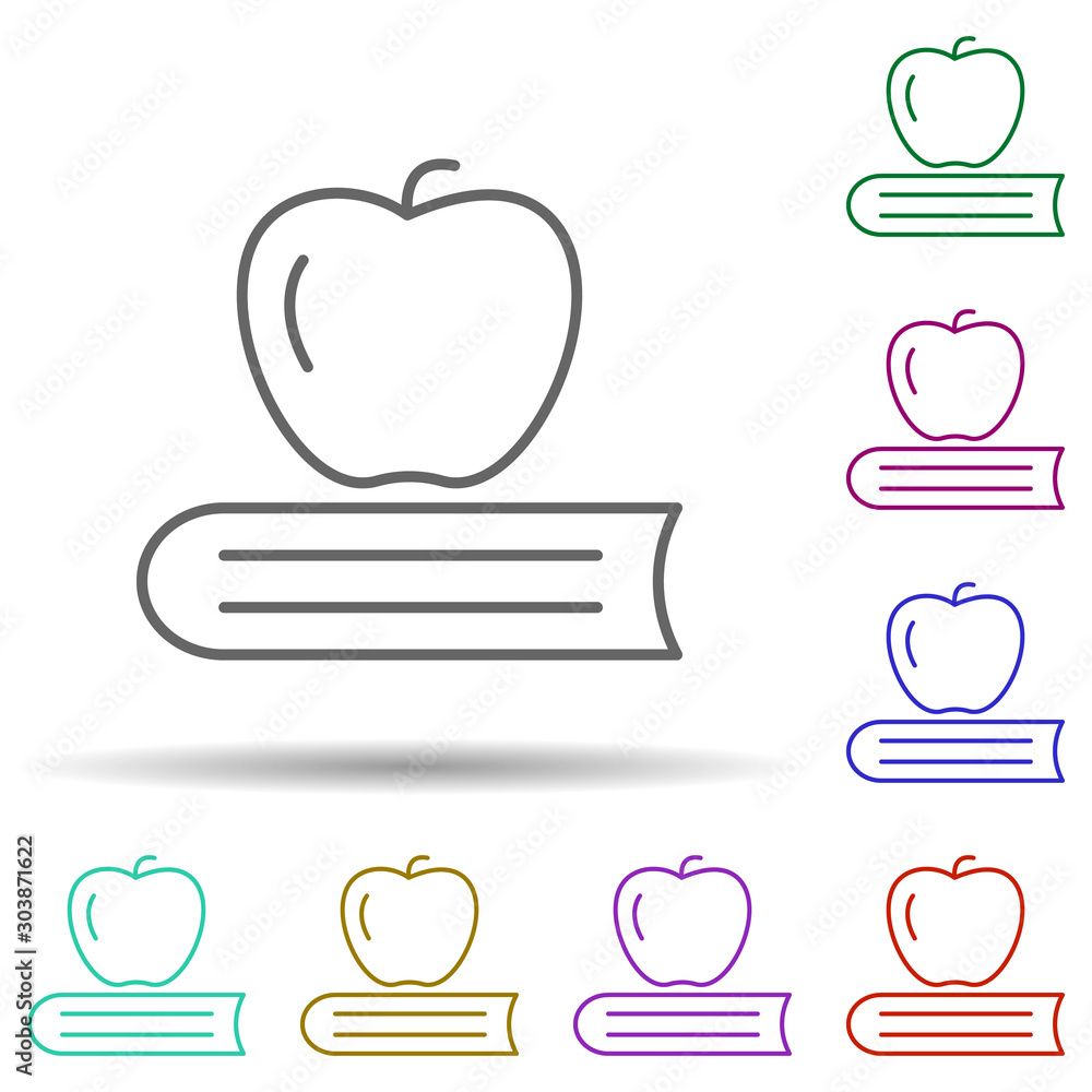 Aufkleber apple and book multi color icon. simple thin line, outline vector of education icons for ui and ux, 