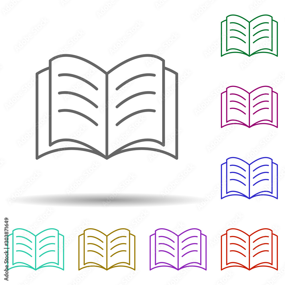 Poster open notebook multi color icon. simple thin line, outline vector of education icons for ui and ux, w