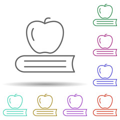 Apple and book multi color icon. Simple thin line, outline vector of education icons for ui and ux, website or mobile application