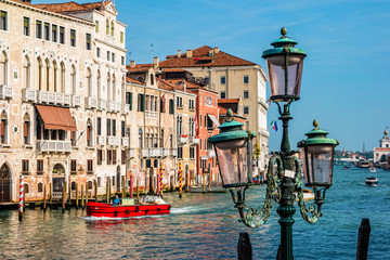 Street lamp with the background of Grand Canal in Venice, Italy