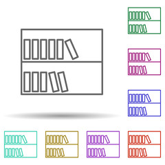 Bookcase multi color icon. Simple thin line, outline vector of education icons for ui and ux, website or mobile application