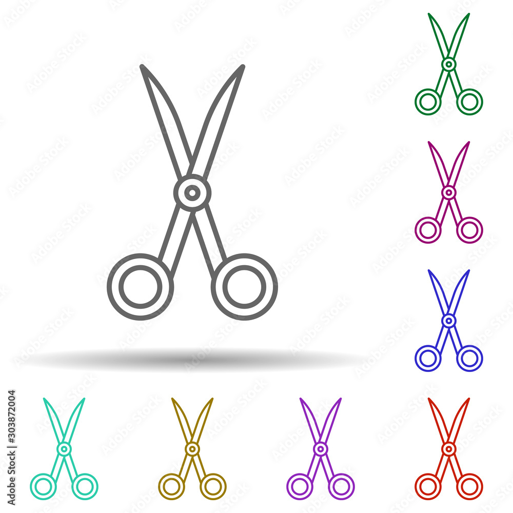 Poster scissors multi color icon. simple thin line, outline vector of education icons for ui and ux, websit