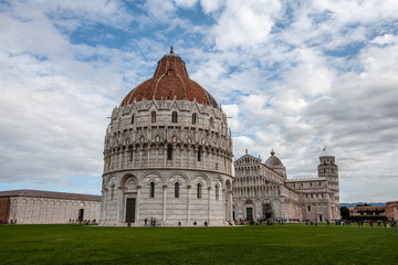 Baptistery Building and the cathedral  of Pisa Tuscany Italy