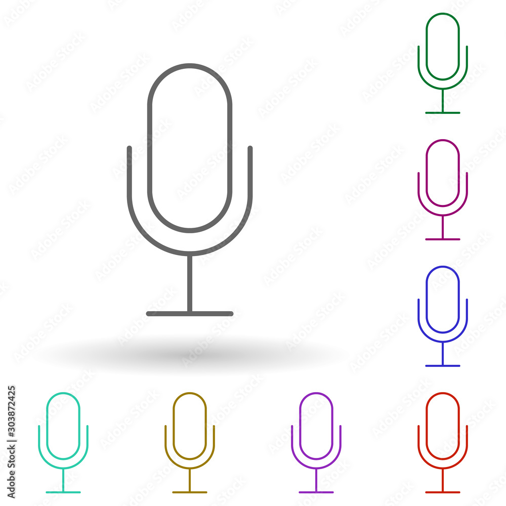 Poster microphone multi color icon. simple thin line, outline vector of media, press icons for ui and ux, w