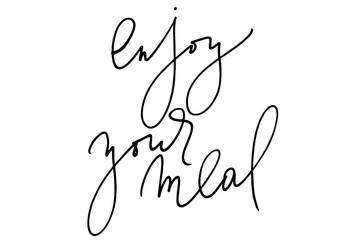 Phrase calligraphy enjoy your meal handwritten text vector - obrazy, fototapety, plakaty