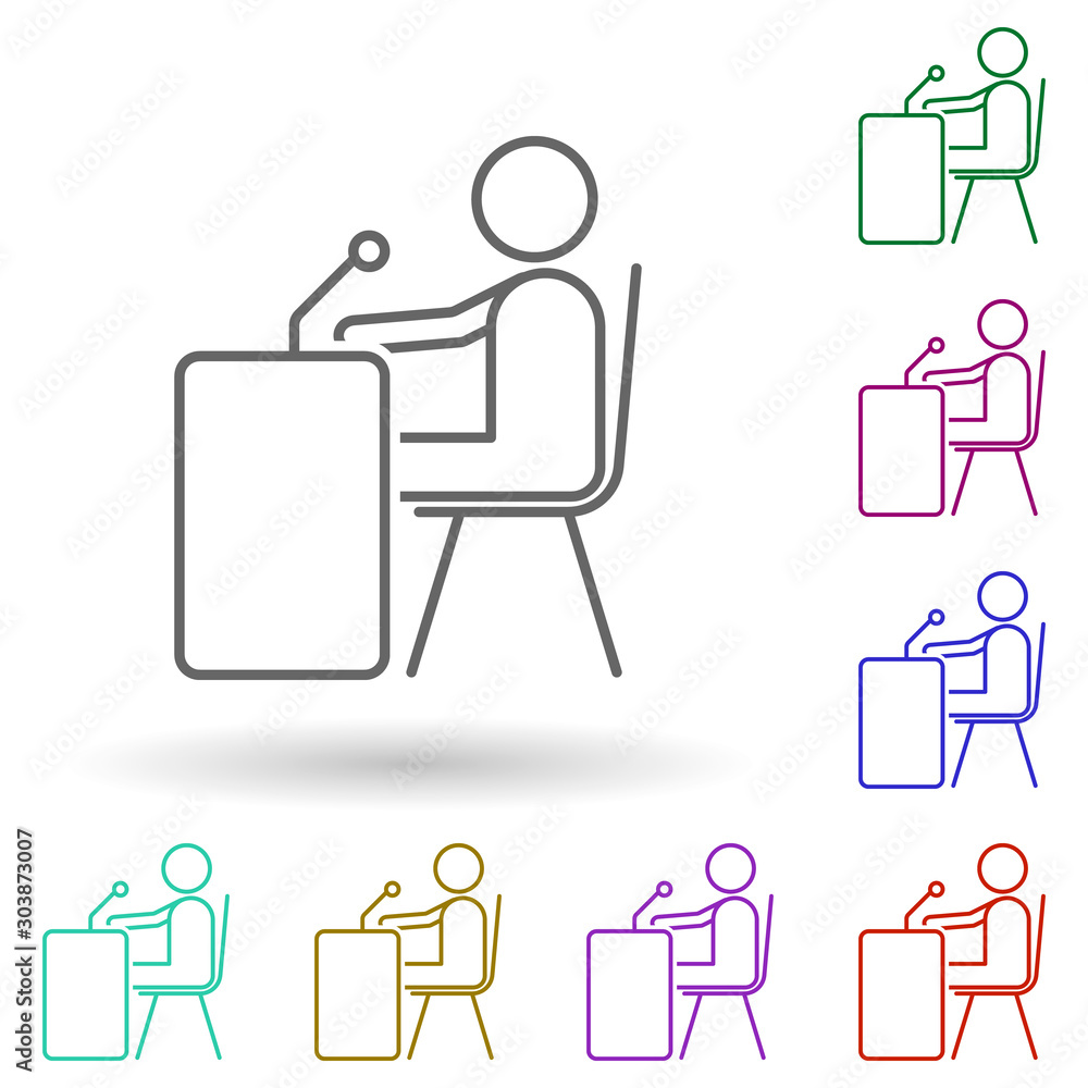 Poster radio presenter multi color icon. simple thin line, outline vector of media, press icons for ui and 