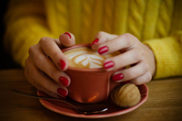 cup of tea with cookies on a background