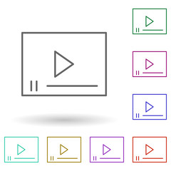 Video player multi color icon. Simple thin line, outline vector of media, press icons for ui and ux, website or mobile application