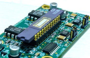 Electronic integrated circuit chip.close up