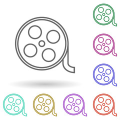 Film multi color icon. Simple thin line, outline vector of media, press icons for ui and ux, website or mobile application