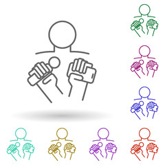 To interview multi color icon. Simple thin line, outline vector of media, press icons for ui and ux, website or mobile application