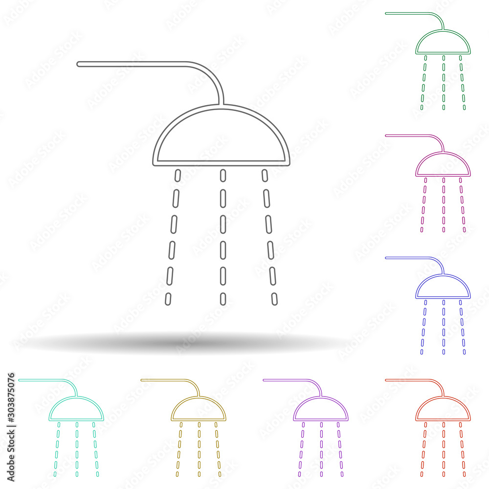 Poster shower multi color icon. simple thin line, outline vector of spa icons for ui and ux, website or mob