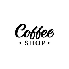 Hand drawn lettering logo. The inscription: Coffee shop. Perfect design for greeting cards, posters, T-shirts, banners, print invitations.