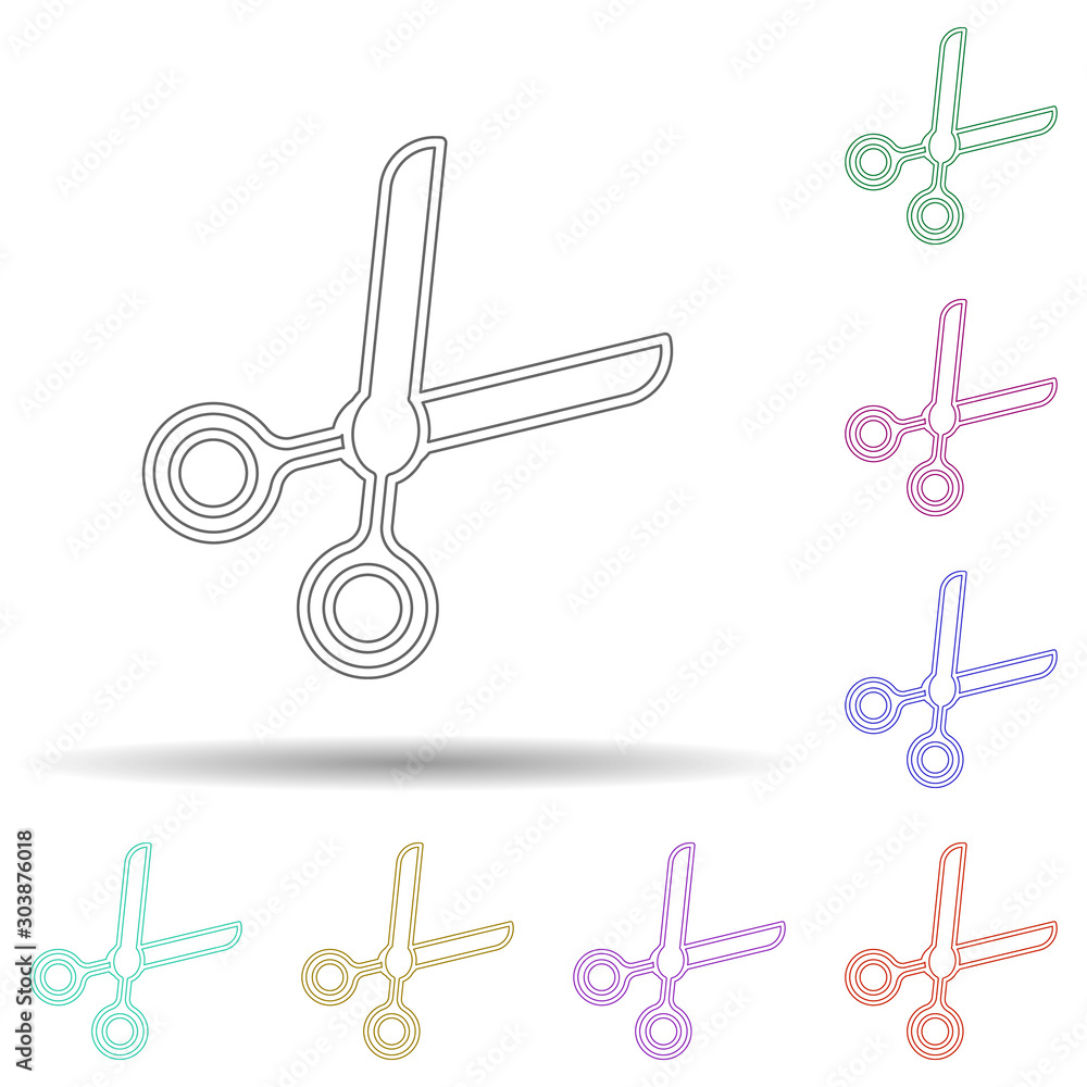 Poster scissors multi color icon. simple thin line, outline vector of spa icons for ui and ux, website or m