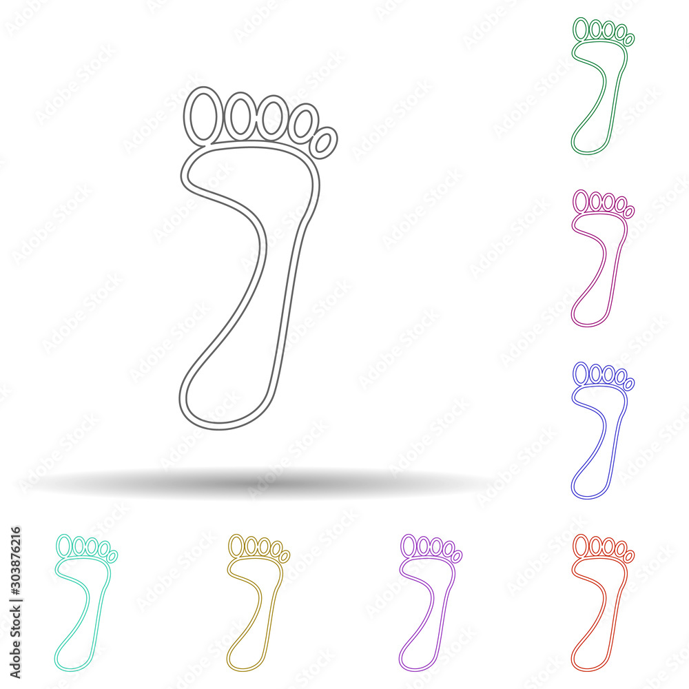 Aufkleber footprint multi color icon. simple thin line, outline vector of spa icons for ui and ux, website or 