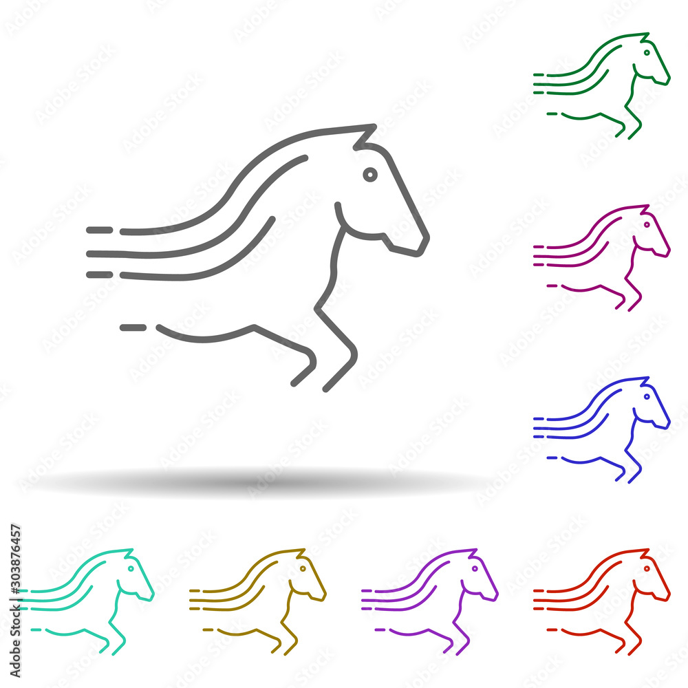 Poster the horse is on the run multi color icon. simple thin line, outline vector of speed icons for ui and