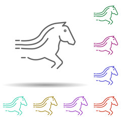 The horse is on the run multi color icon. Simple thin line, outline vector of speed icons for ui and ux, website or mobile application