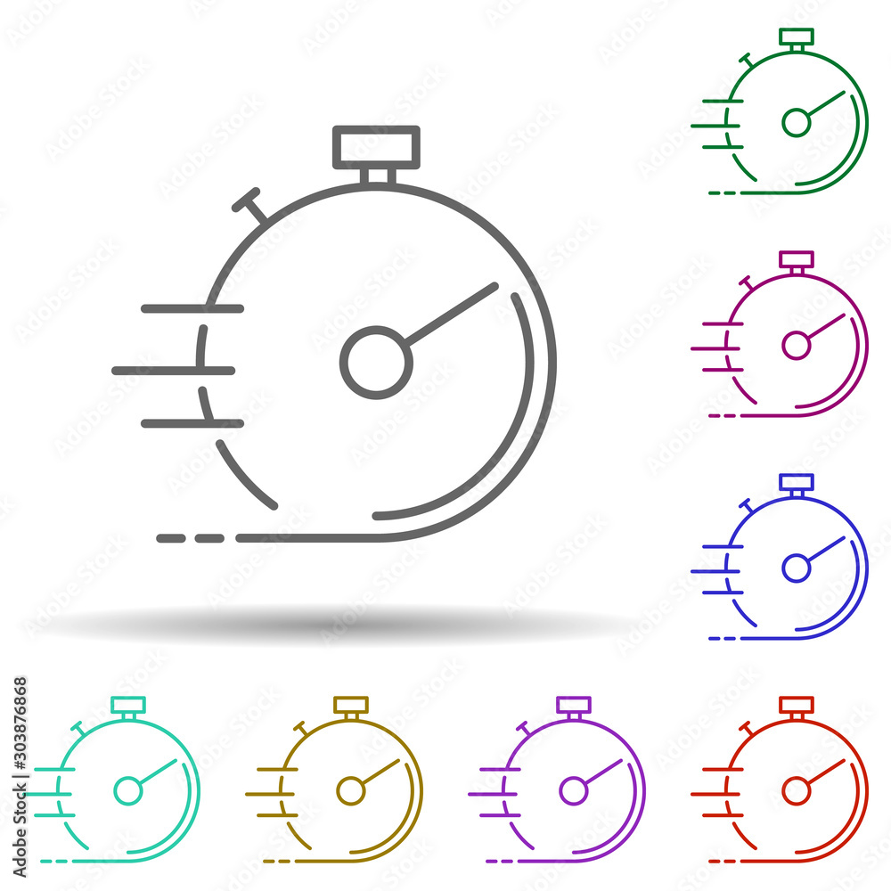 Poster accelerated stopwatch multi color icon. simple thin line, outline vector of speed icons for ui and u