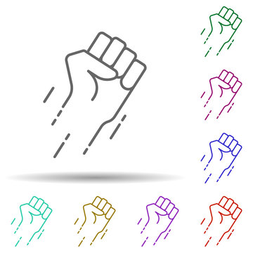 Flying fist multi color icon. Simple thin line, outline vector of speed icons for ui and ux, website or mobile application
